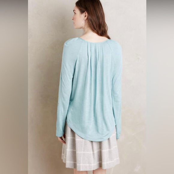 Anthropology TINY brand Alma Henley. Size XS. Aqua blue. - Picture 4 of 6